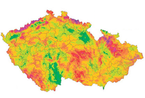 Mapa větrových oblastí v ČR